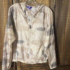 Joy Joy Beige & Gray Lightweight Hooded Bomber Jacket